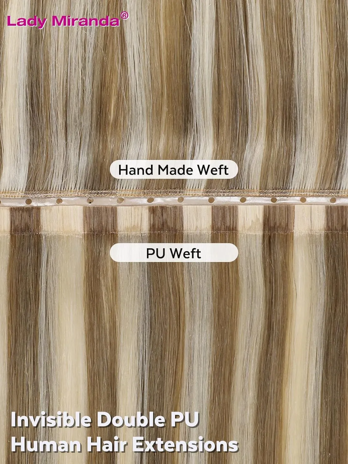 LADY MIRANDA 20 Inch Micro Bead Hair Extensions 100g 8PCS Double Weft Human Hair Extensions Reusable Seamless Weft & Handmade Twin Tabs for Effortless Volume(9A/60, 20 Inch)