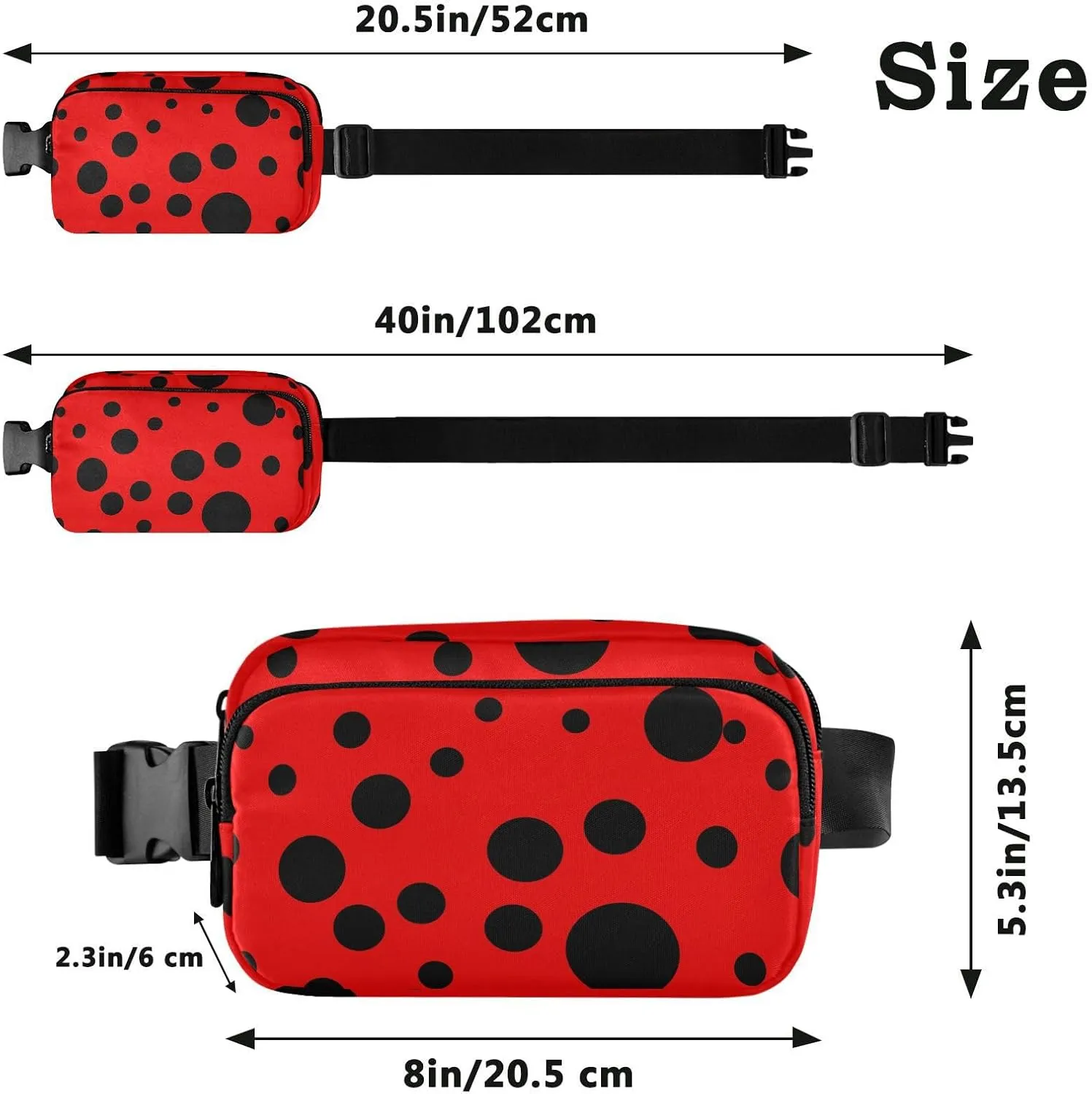 Ladybug Fanny Pack for Women Belt Bag Unisex Waterproof Adjustable Strap Waist Pouch Presents Casual Cycling Running Red