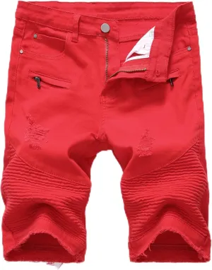 LAMKUKU Men’s Denim Shorts for Men Ripped Short Jeans Summer