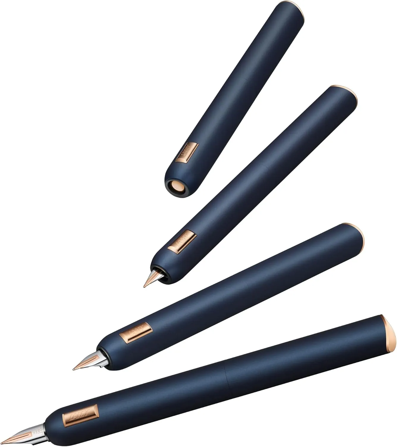 LAMY dialog cc Fountain Pen 081 in Matte Blue Lacquer Finish with Twist Mechanism 14 Carat Bi-Colour Rose Gold Nib in EF Includes 5 Packs of Lamy T 10 Blue Cartridge Converter Z 27 and Leather Case