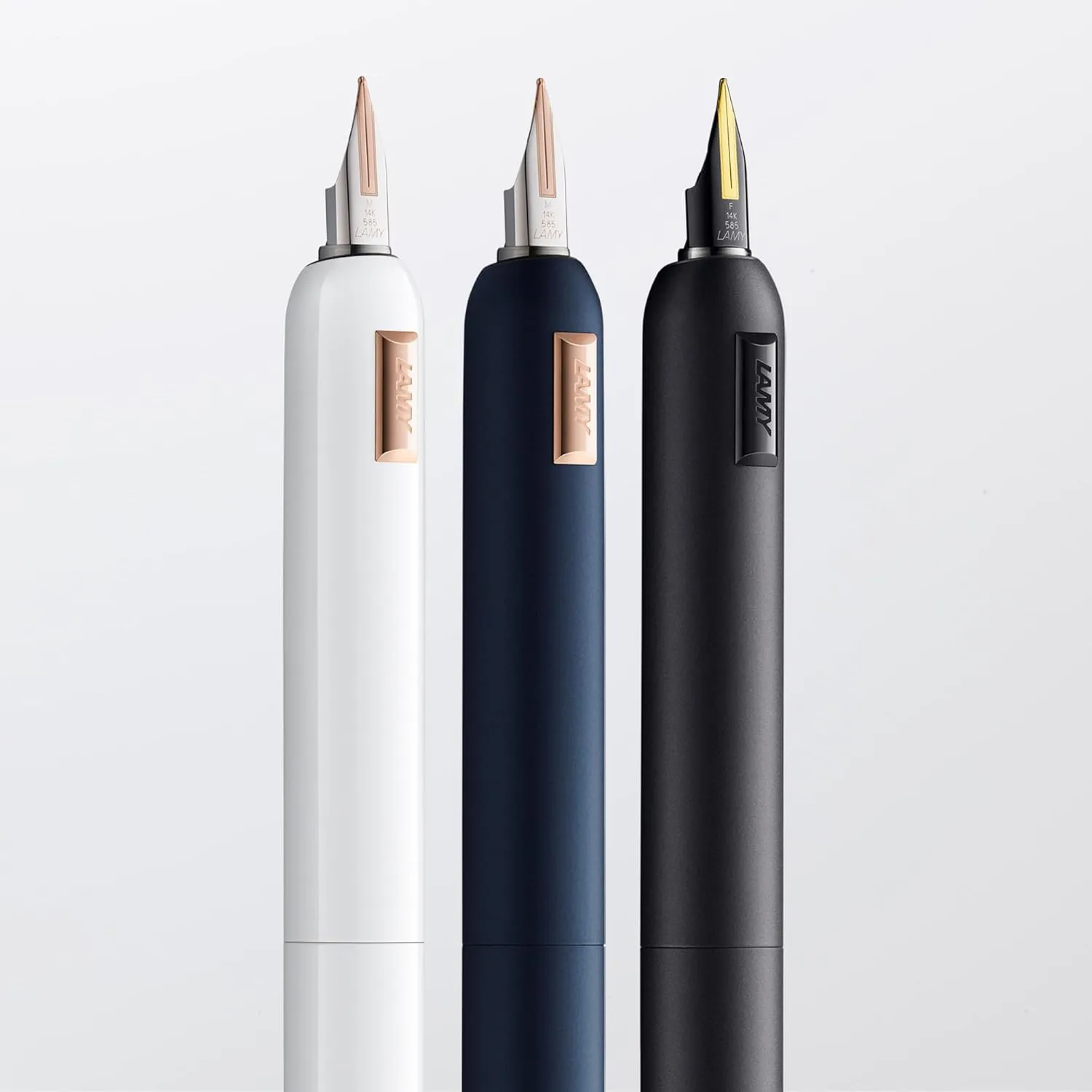 LAMY dialog cc Fountain Pen 081 in Matte Blue Lacquer Finish with Twist Mechanism 14 Carat Bi-Colour Rose Gold Nib in EF Includes 5 Packs of Lamy T 10 Blue Cartridge Converter Z 27 and Leather Case