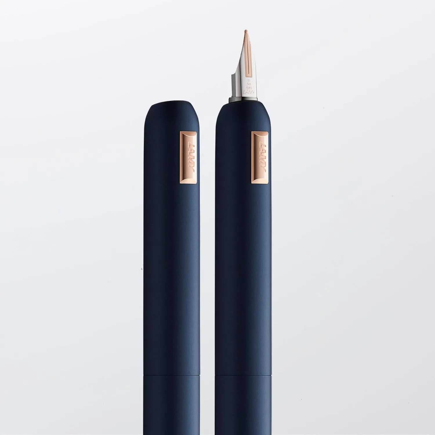 LAMY dialog cc Fountain Pen 081 in Matte Blue Lacquer Finish with Twist Mechanism 14 Carat Bi-Colour Rose Gold Nib in EF Includes 5 Packs of Lamy T 10 Blue Cartridge Converter Z 27 and Leather Case