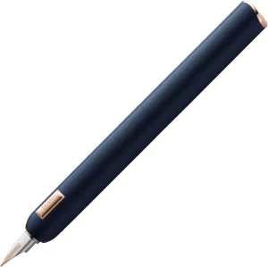 LAMY dialog cc Fountain Pen 081 in Matte Blue Lacquer Finish with Twist Mechanism 14 Carat Bi-Colour Rose Gold Nib in EF Includes 5 Packs of Lamy T 10 Blue Cartridge Converter Z 27 and Leather Case