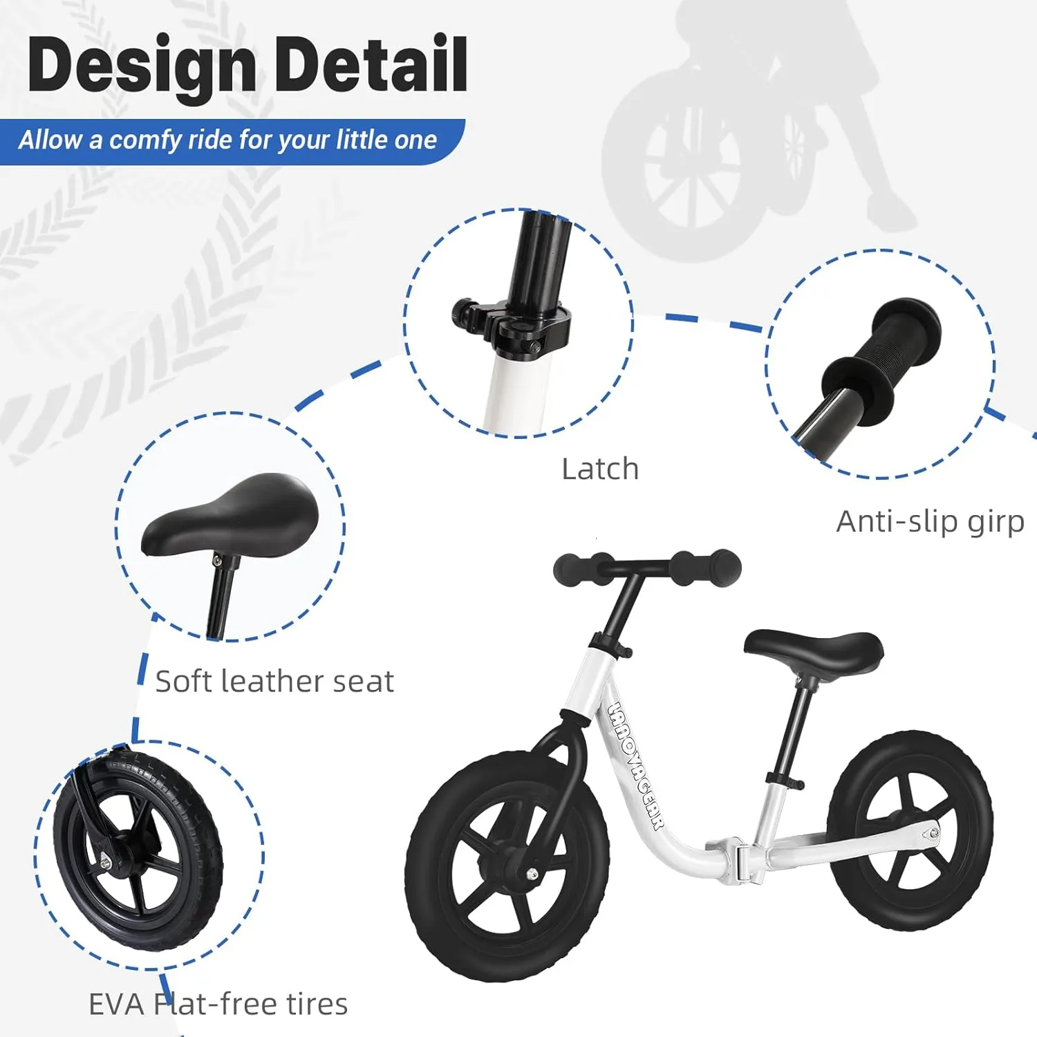 LANOVAGEAR 12” Sport Balance Bike for Kids Ages 18 Months to 5 Years Lightweight, Adjustable Seat, No-Pedal Design for Toddler Boys & Girls