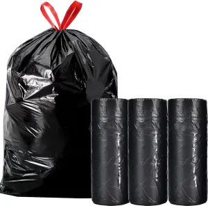 Large Black Trash Bags 20 Gallon Drawstring Garbage Bags,Measuring 30x 33 inches,Heavy Duty Plastic Garbage Bags for Household Kitchen Office Restaurant Thickened Stretchy (60 Count)