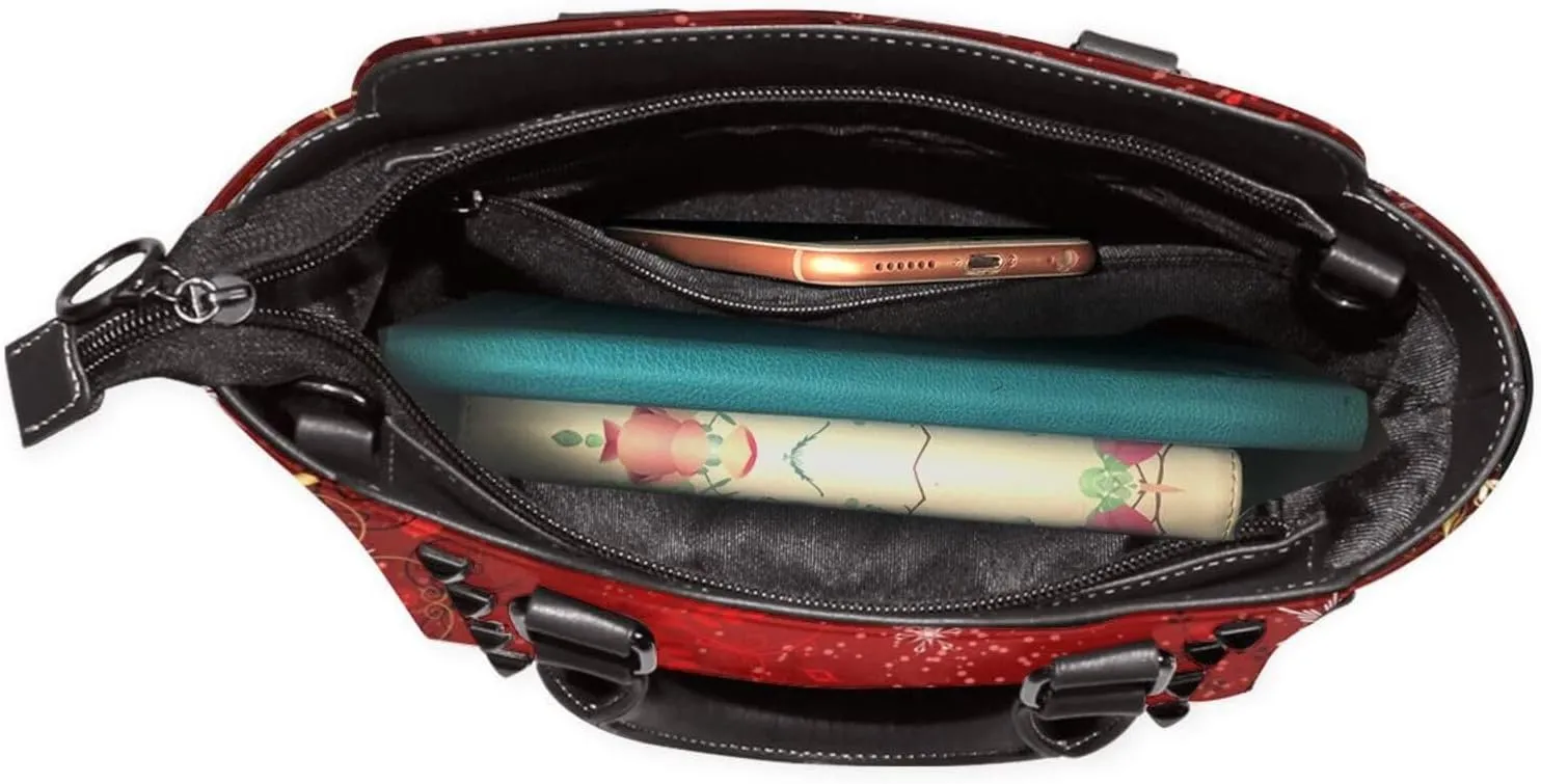 Large Capacity Shoulder Bag for Women PU Leather Shoulder Tote Handbag Studded Clutch Bag
