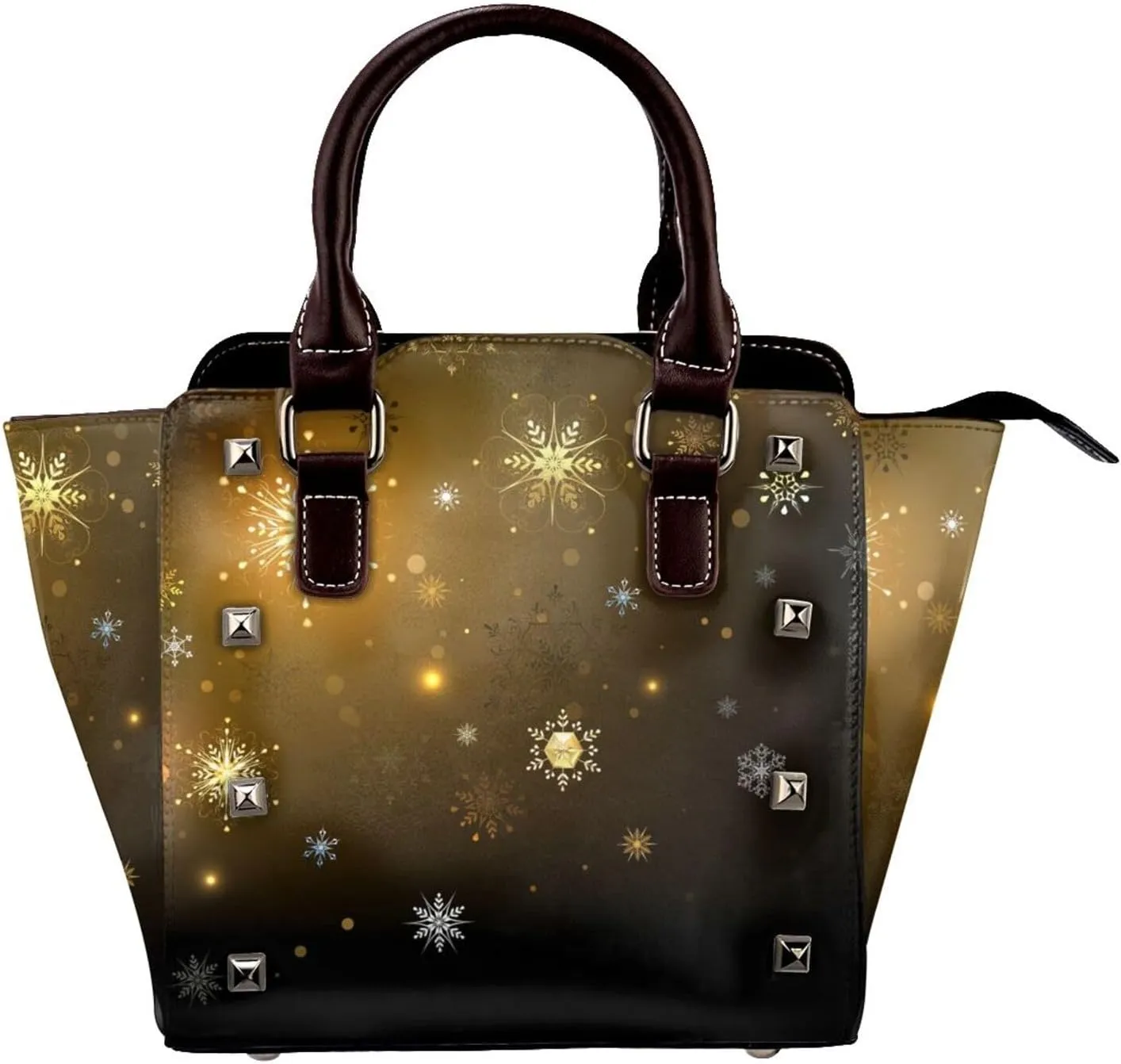Large Capacity Shoulder Bag for Women PU Leather Shoulder Tote Handbag Studded Clutch Bag