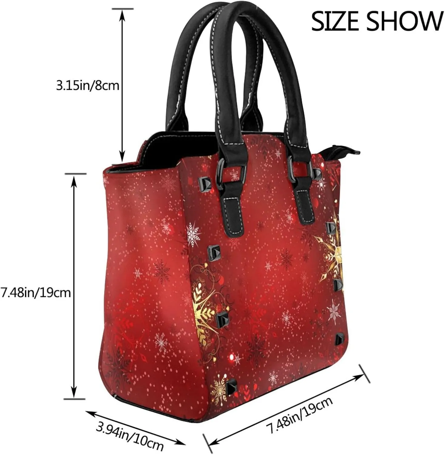 Large Capacity Shoulder Bag for Women PU Leather Shoulder Tote Handbag Studded Clutch Bag