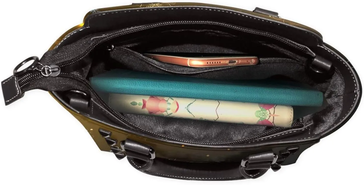 Large Capacity Shoulder Bag for Women PU Leather Shoulder Tote Handbag Studded Clutch Bag
