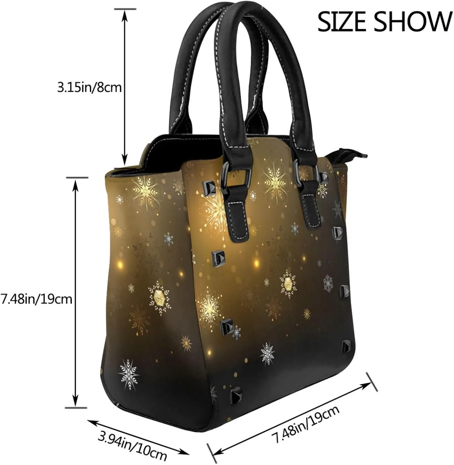 Large Capacity Shoulder Bag for Women PU Leather Shoulder Tote Handbag Studded Clutch Bag