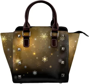 Large Capacity Shoulder Bag for Women PU Leather Shoulder Tote Handbag Studded Clutch Bag