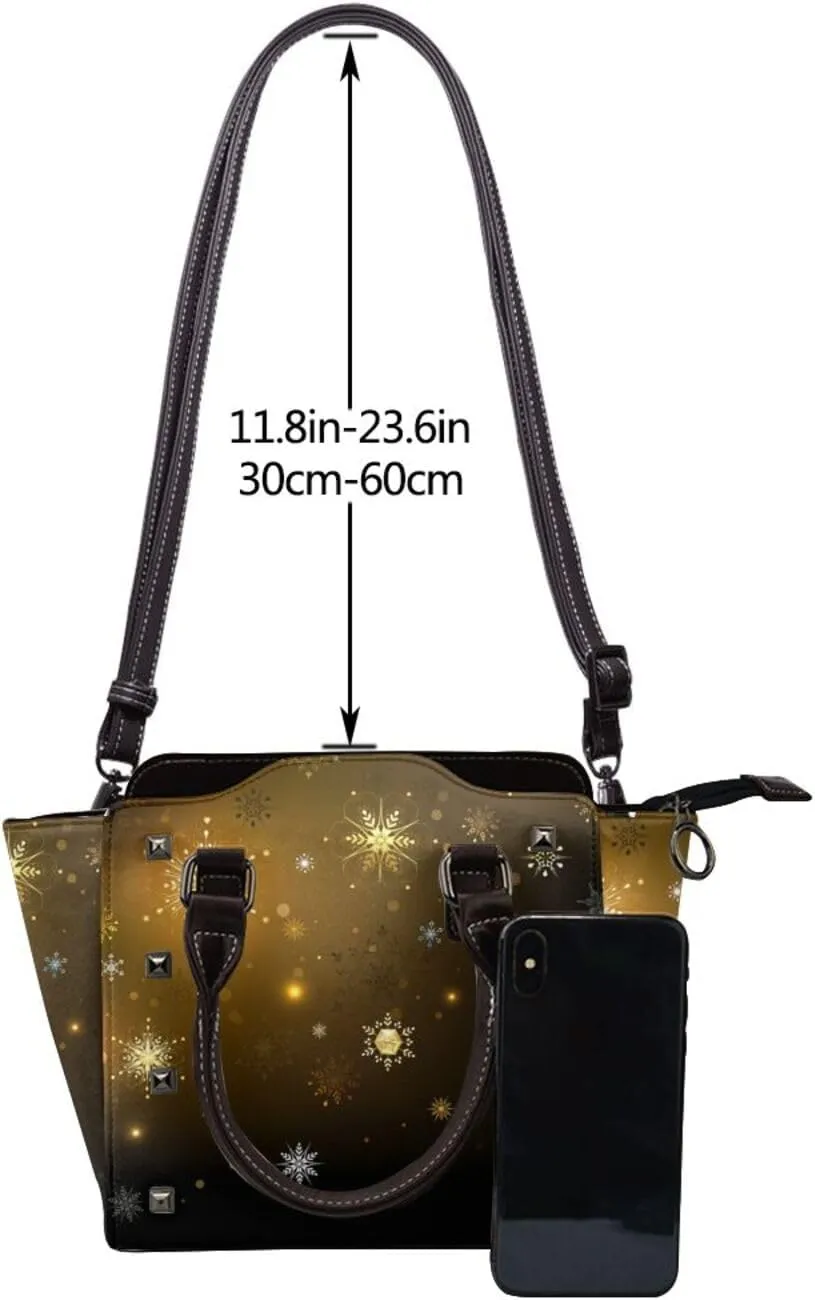 Large Capacity Shoulder Bag for Women PU Leather Shoulder Tote Handbag Studded Clutch Bag