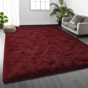Large Shag Area Rugs 6 x 9, Plush Fuzzy Rugs for Living Room, Ultra Soft Fluffy Furry Rug for Bedroom, Indoor Carpet Nursery Rugs for Kids Room Home Decor, Burgundy