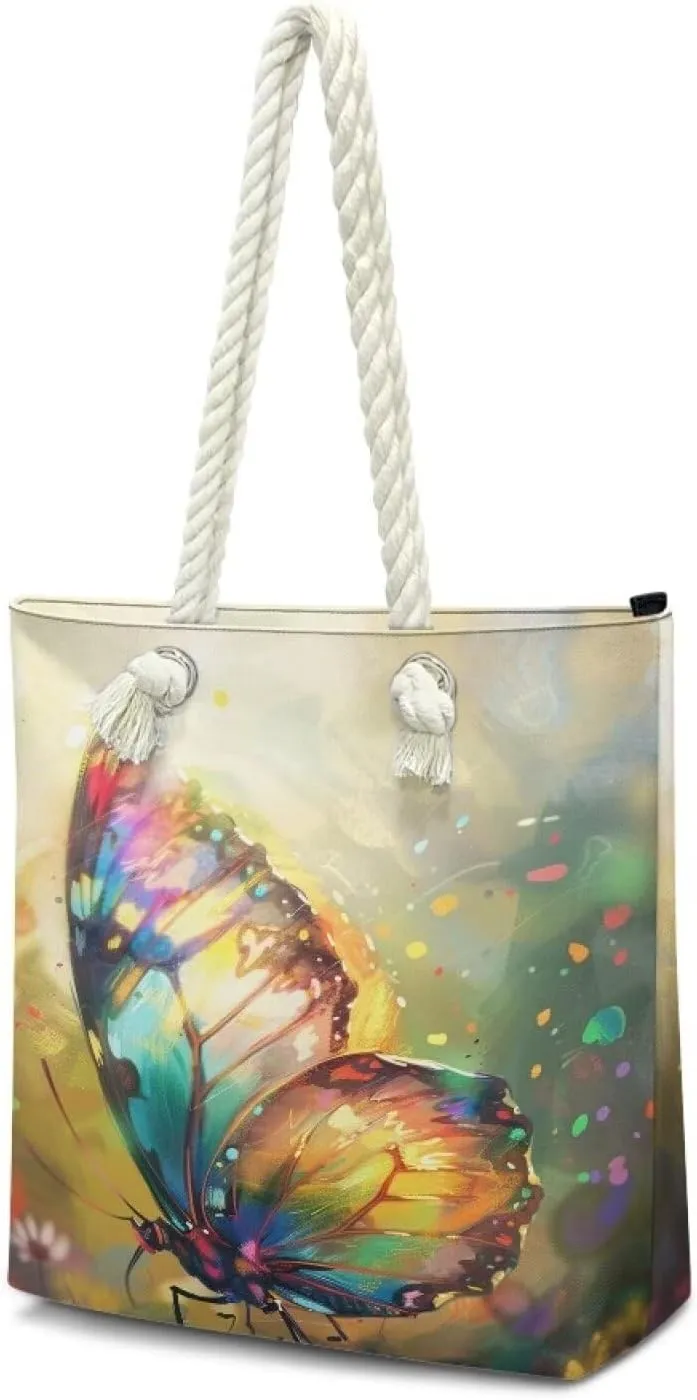 Large Tote Handbags for Women Reusable Grocery Bag Zipper Closure Storage Bag for Daily