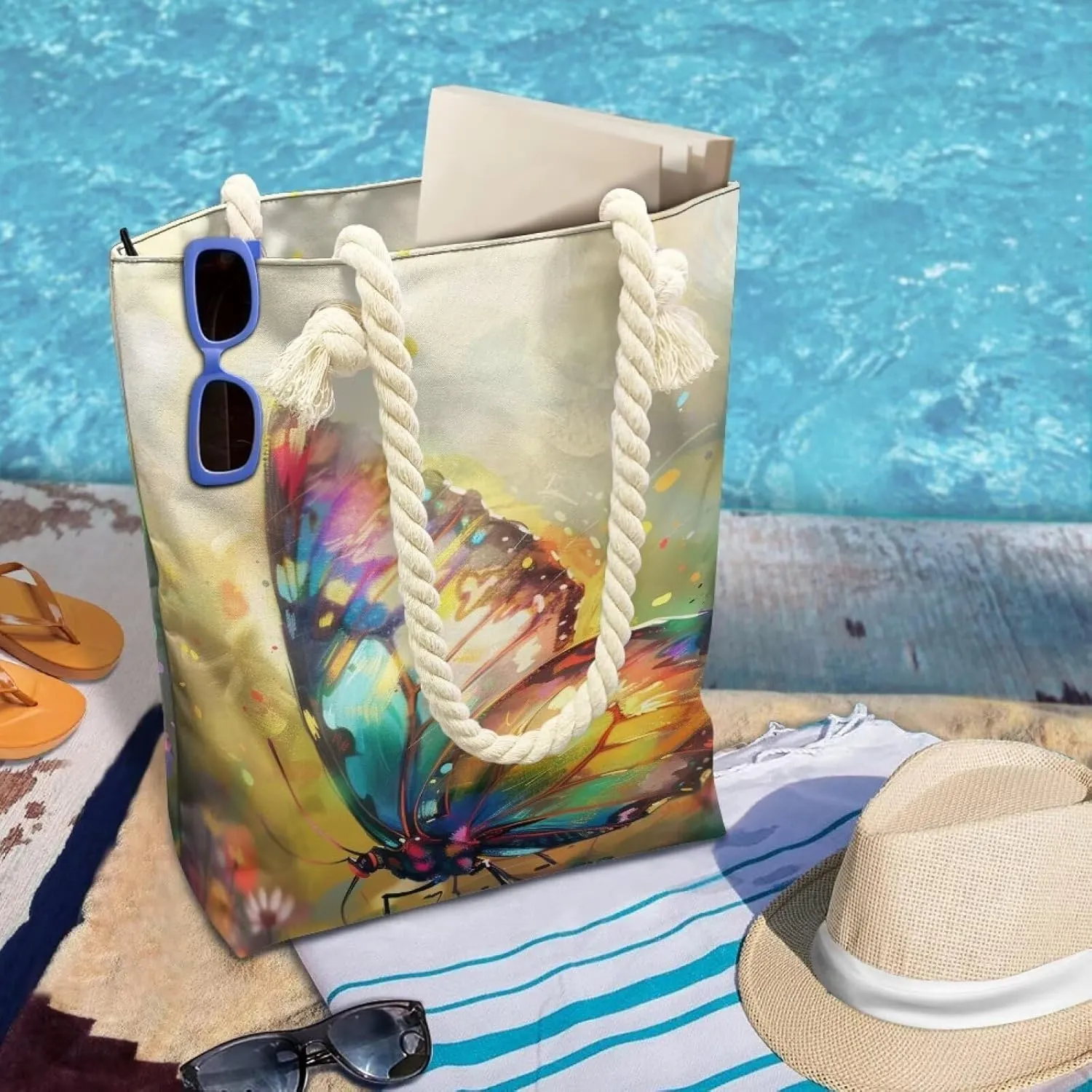 Large Tote Handbags for Women Reusable Grocery Bag Zipper Closure Storage Bag for Daily