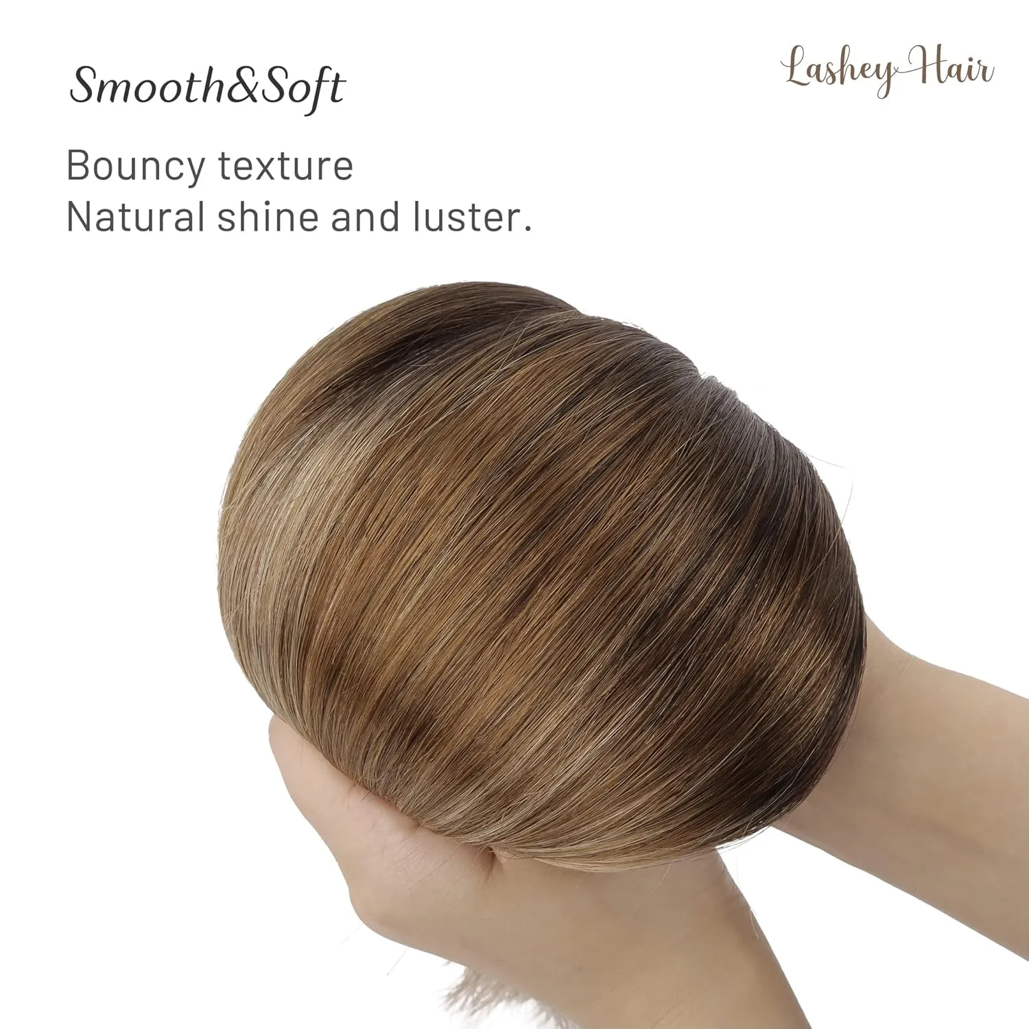Lashey Clip in Hair Extensions - 20 inch Dark Brown to Chestnut Brown & Dirty Blonde Highlighted Real Human Hair - 120g 7pcs