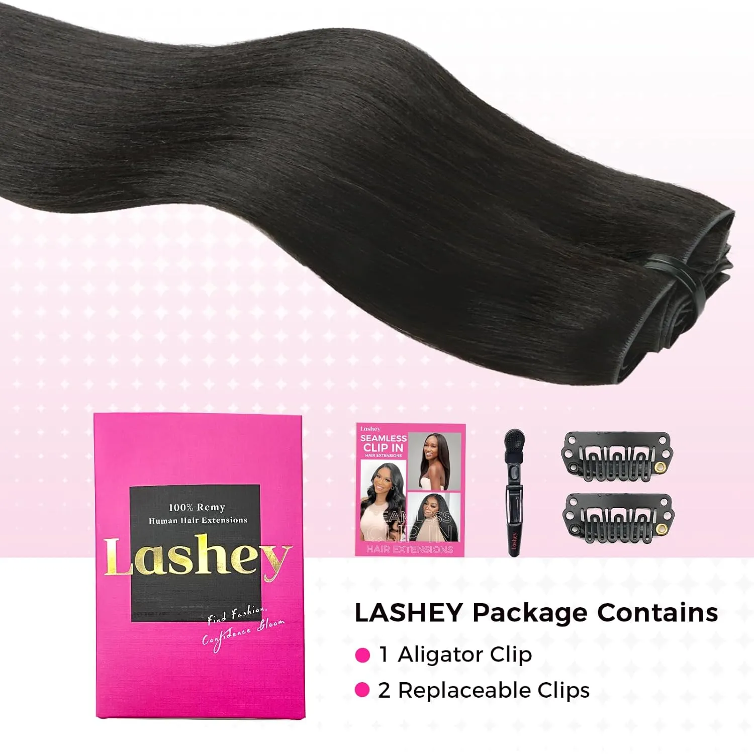 Lashey Invisi Edge Clip in Hair Extensions 14 Inch 110g 7pcs Injected Seamless PU Clip in Hair Extensions Virgin Human Hair, Natural Black Yaki Straight Hair