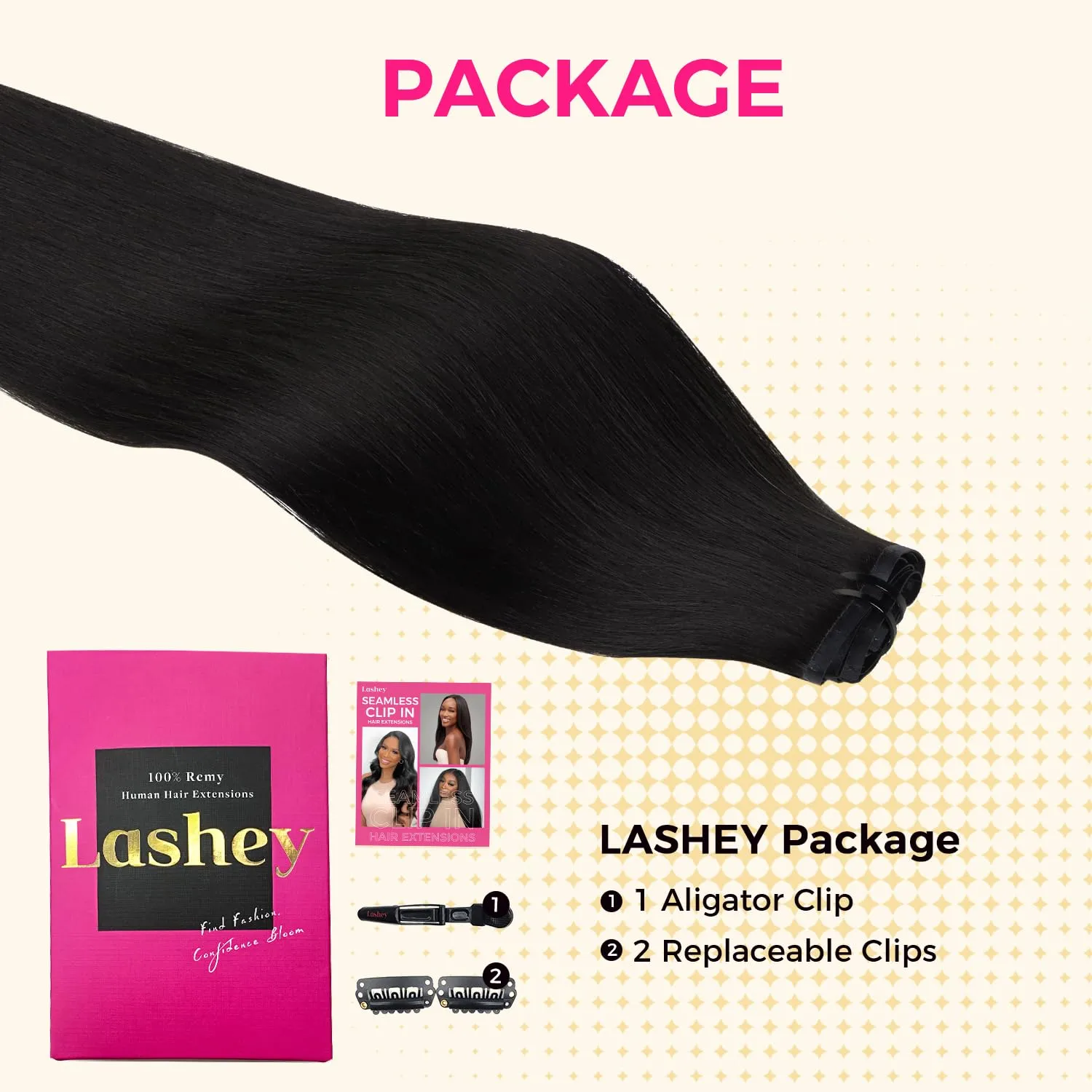 Lashey Seamless Clip in Hair Extensions Human Hair #1 Jet Black Light Yaki Straight Clip in Hair Extensions Real Human Hair 7pcs 110g 16 Inch PU Weft Natural Hair Extensions for Women