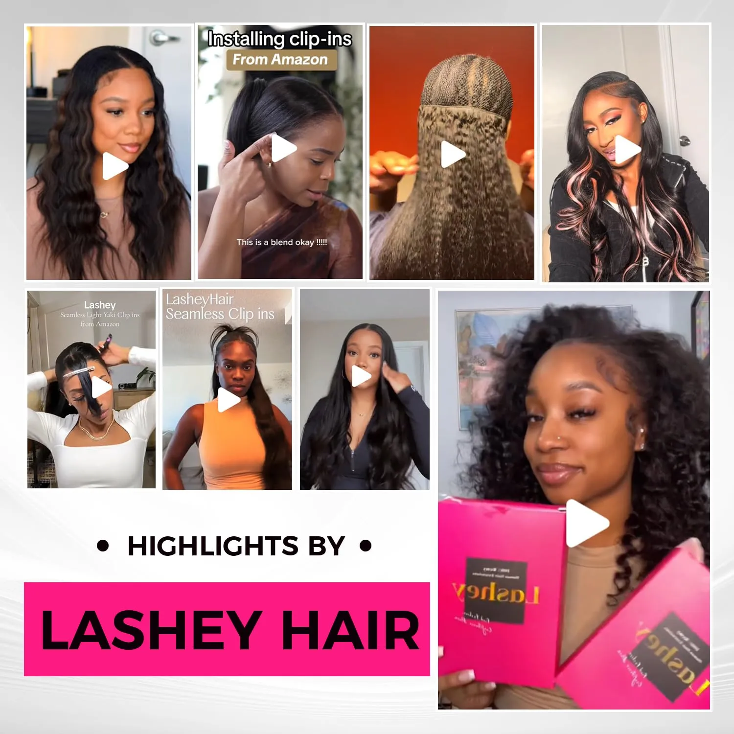 Lashey Seamless Clip in Hair Extensions Real Human Hair 16 Inch 110g 7pcs Afro Kinky Curly Human Hair Clip In Extensions 4C Natural Black Hair