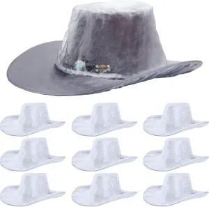 Lasnten 10 Pcs XL Cowboy Hat Cover Protector Plastic Waterproof Hat Elastic Rain Cover Unisex Travel Western Storage