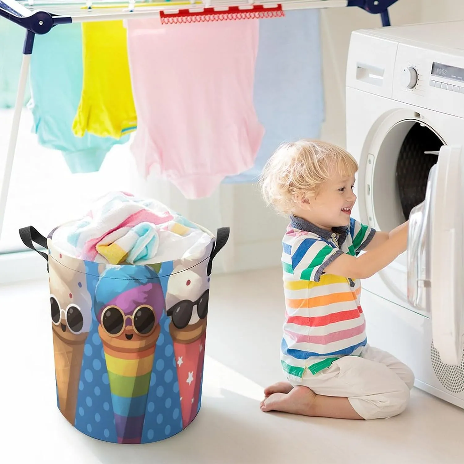 Laundry Hampers, Large Drawstring Laundry Bag, Removable Laundry Bags, Collapsible Storage Bin with Handles for Home Organization, Kids Room, Nursery Glasses