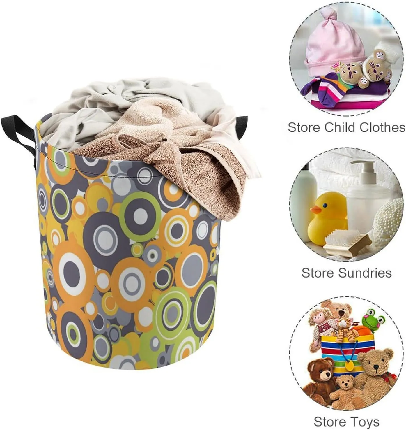 Laundry Hampers, Large Drawstring Laundry Bag, Removable Laundry Bags, Collapsible Storage Bin with Handles for Home Organization, Kids Room, Nursery Line