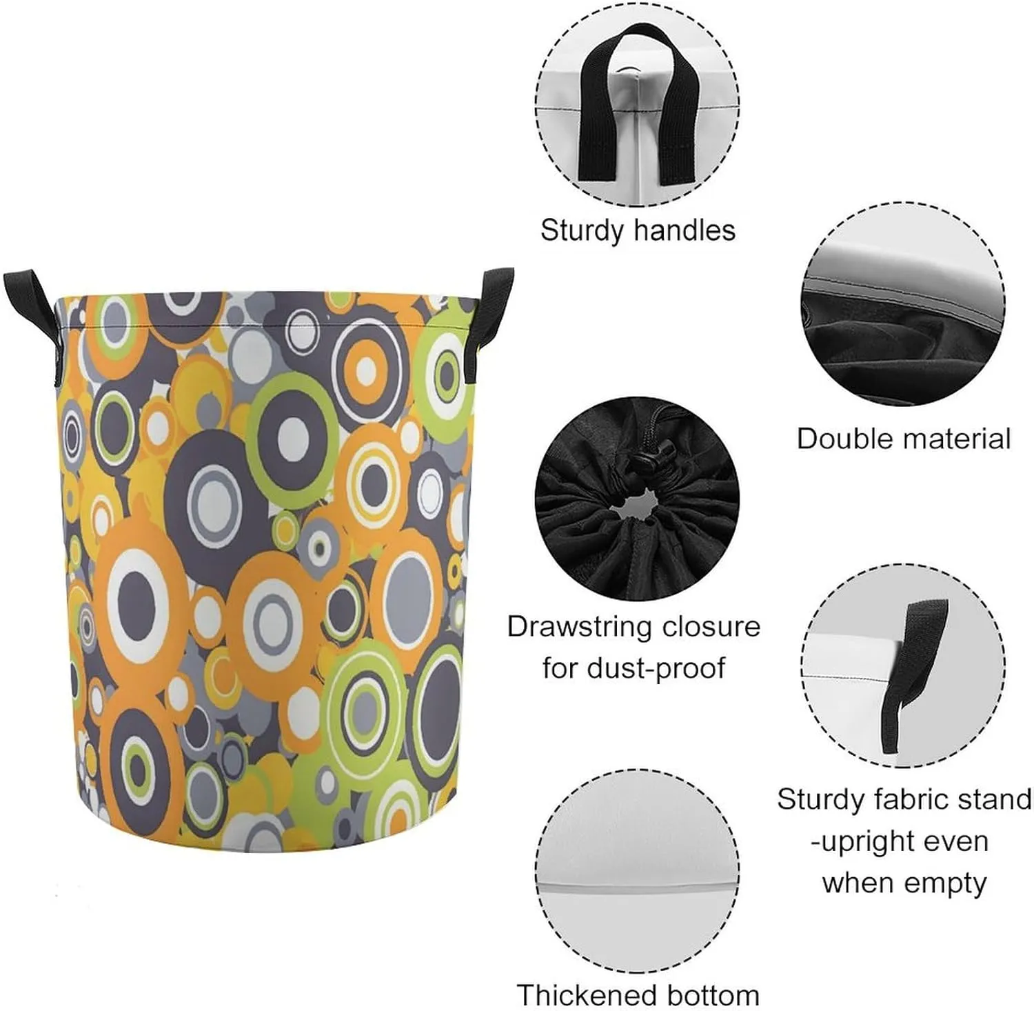 Laundry Hampers, Large Drawstring Laundry Bag, Removable Laundry Bags, Collapsible Storage Bin with Handles for Home Organization, Kids Room, Nursery Line