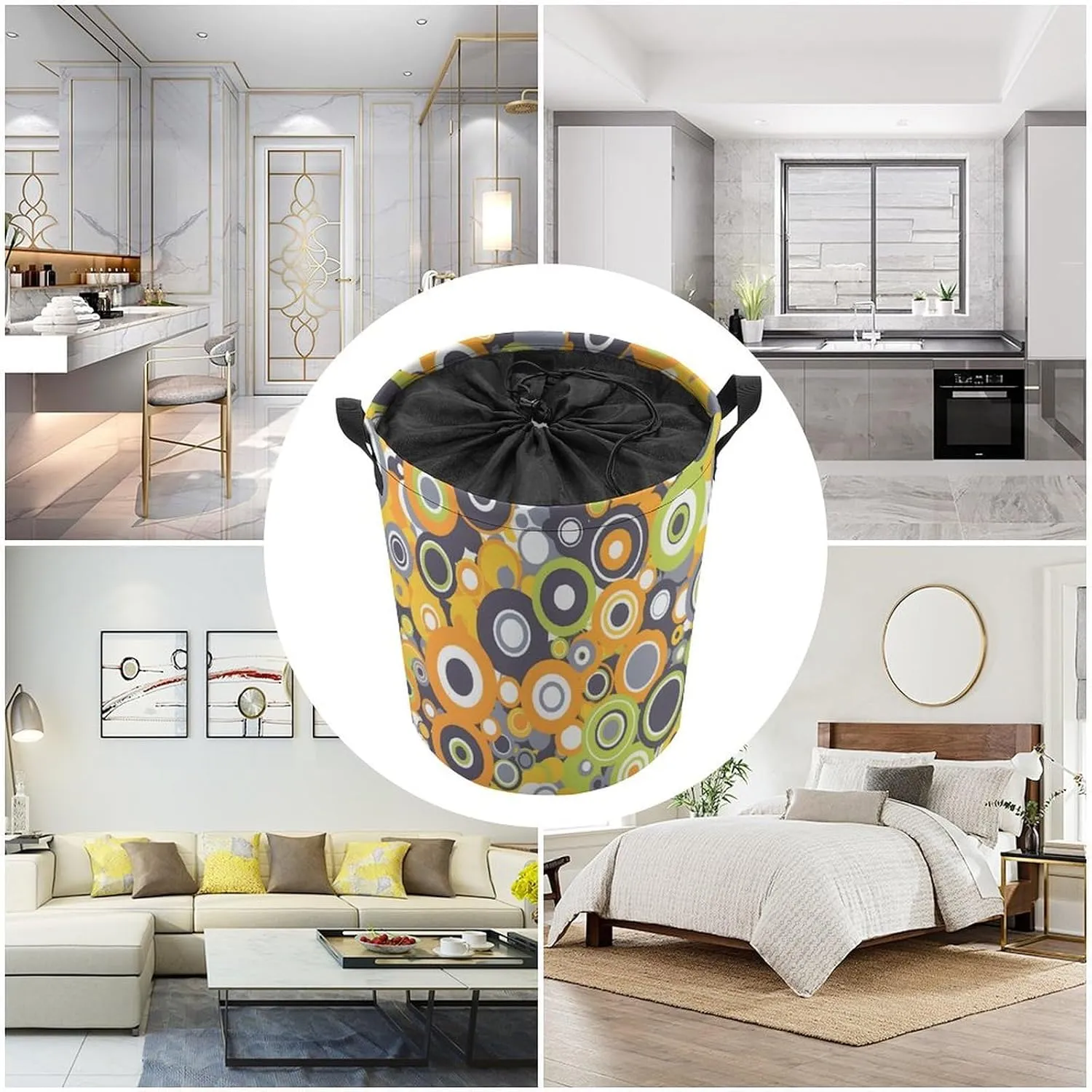 Laundry Hampers, Large Drawstring Laundry Bag, Removable Laundry Bags, Collapsible Storage Bin with Handles for Home Organization, Kids Room, Nursery Line