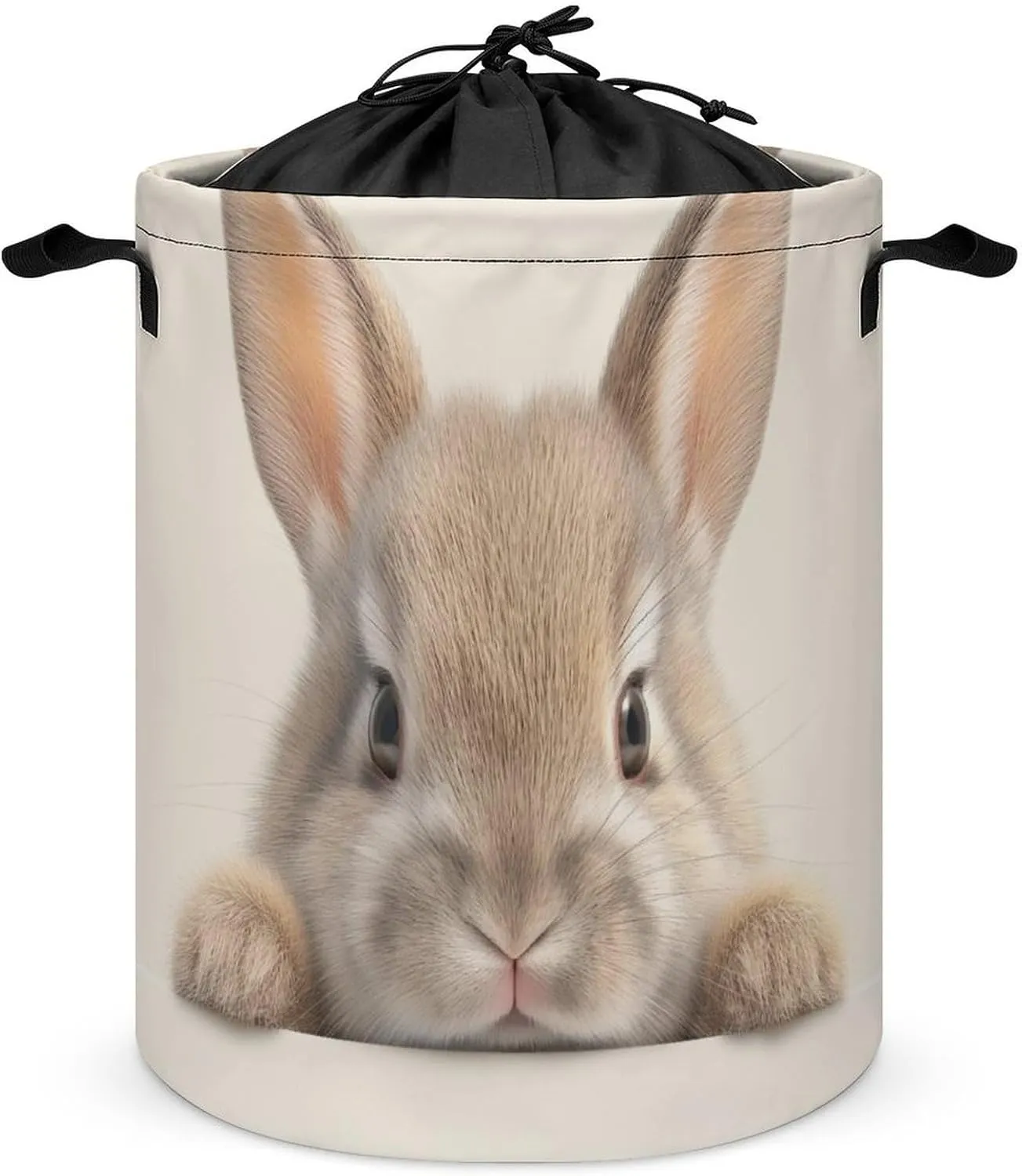 Laundry Hampers, Large Drawstring Laundry Bag, Removable Laundry Bags, Collapsible Storage Bin with Handles for Home Organization, Kids Room, Nursery Rabbit