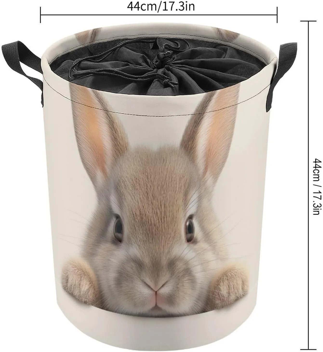 Laundry Hampers, Large Drawstring Laundry Bag, Removable Laundry Bags, Collapsible Storage Bin with Handles for Home Organization, Kids Room, Nursery Rabbit