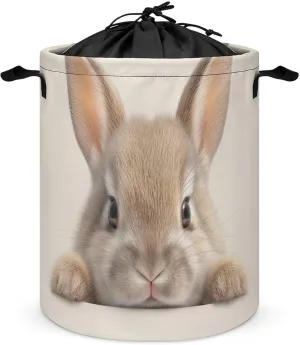 Laundry Hampers, Large Drawstring Laundry Bag, Removable Laundry Bags, Collapsible Storage Bin with Handles for Home Organization, Kids Room, Nursery Rabbit