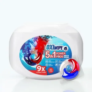 Laundry Pods 4 in 1 Oxiwipe Laundry Pacs, Stain Fighter, 50 Counts