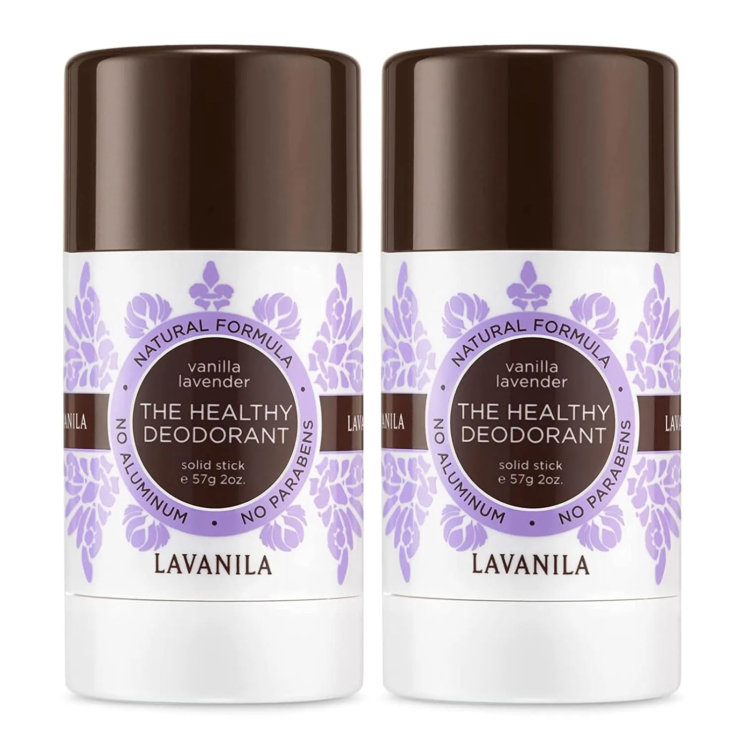 Lavanila Vanilla Lavender Deodorant for Women 2-Pack (2 Oz Each) - Natural Aluminum Free Solid Stick Deodorant, Made In USA, Vegan