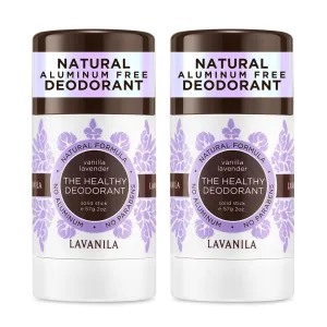 Lavanila Vanilla Lavender Deodorant for Women 2-Pack (2 Oz Each) - Natural Aluminum Free Solid Stick Deodorant, Made In USA, Vegan