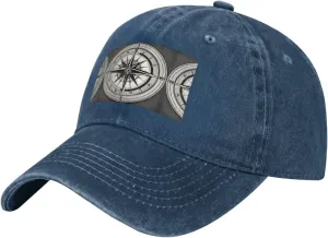 Law of The Compass Navigation 1 Print Denim Baseball Cap Unisex Sun Hat Outdoor Sports Cap fit for All Seasons Easy to Carry