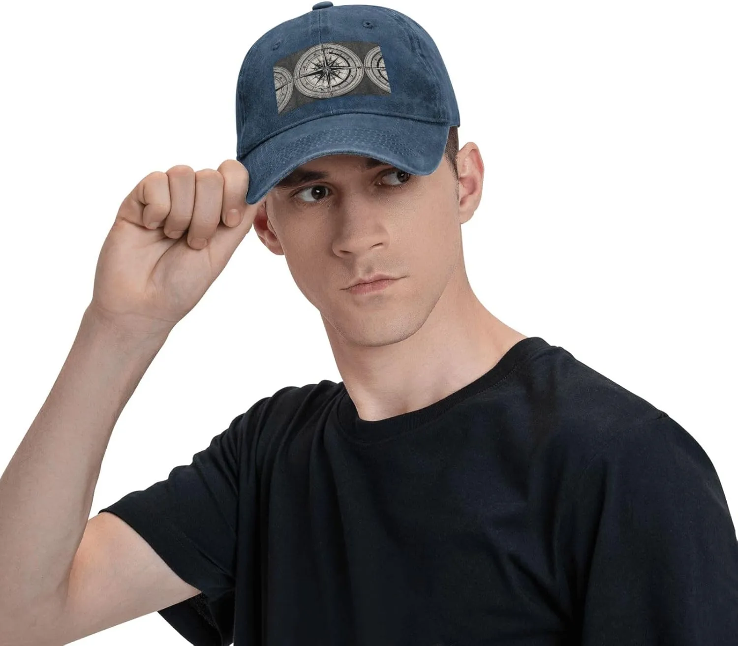 Law of The Compass Navigation 1 Print Denim Baseball Cap Unisex Sun Hat Outdoor Sports Cap fit for All Seasons Easy to Carry