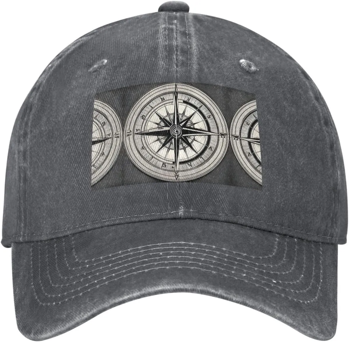 Law of The Compass Navigation 1 Print Denim Baseball Cap Unisex Sun Hat Outdoor Sports Cap fit for All Seasons Easy to Carry
