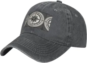 Law of The Compass Navigation 1 Print Denim Baseball Cap Unisex Sun Hat Outdoor Sports Cap fit for All Seasons Easy to Carry