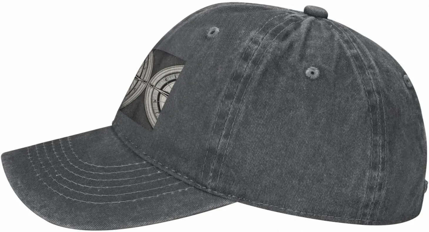 Law of The Compass Navigation 1 Print Denim Baseball Cap Unisex Sun Hat Outdoor Sports Cap fit for All Seasons Easy to Carry