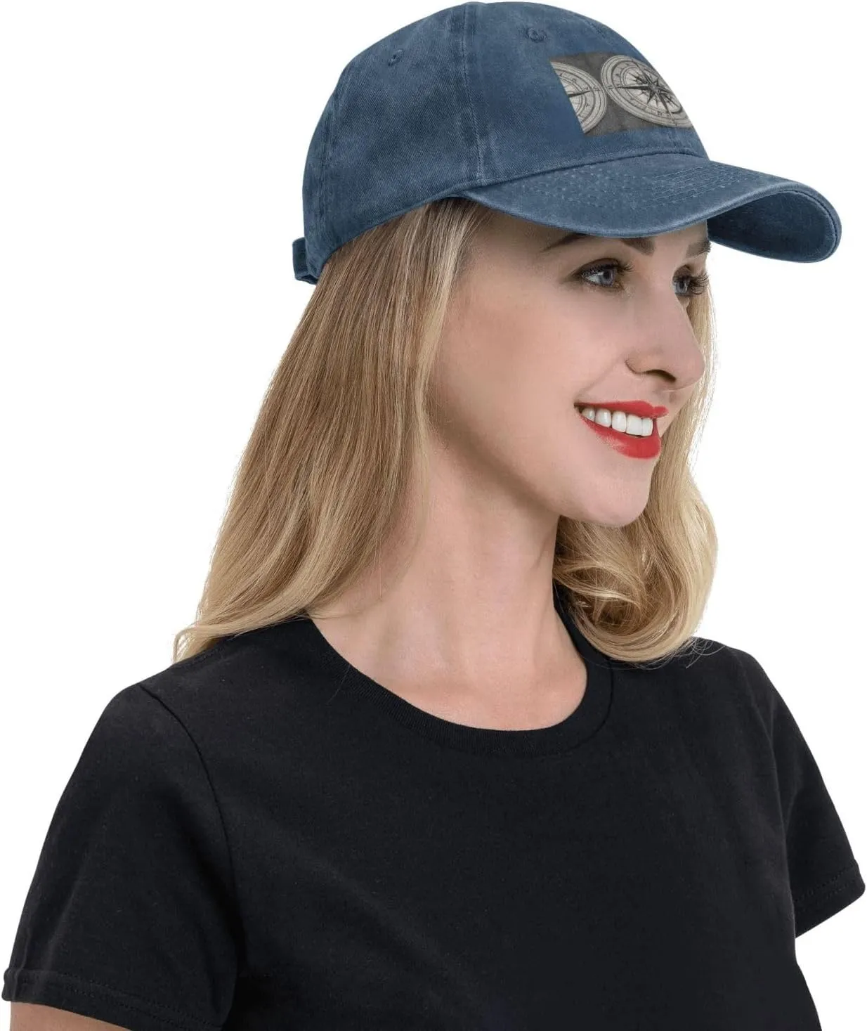 Law of The Compass Navigation 1 Print Denim Baseball Cap Unisex Sun Hat Outdoor Sports Cap fit for All Seasons Easy to Carry