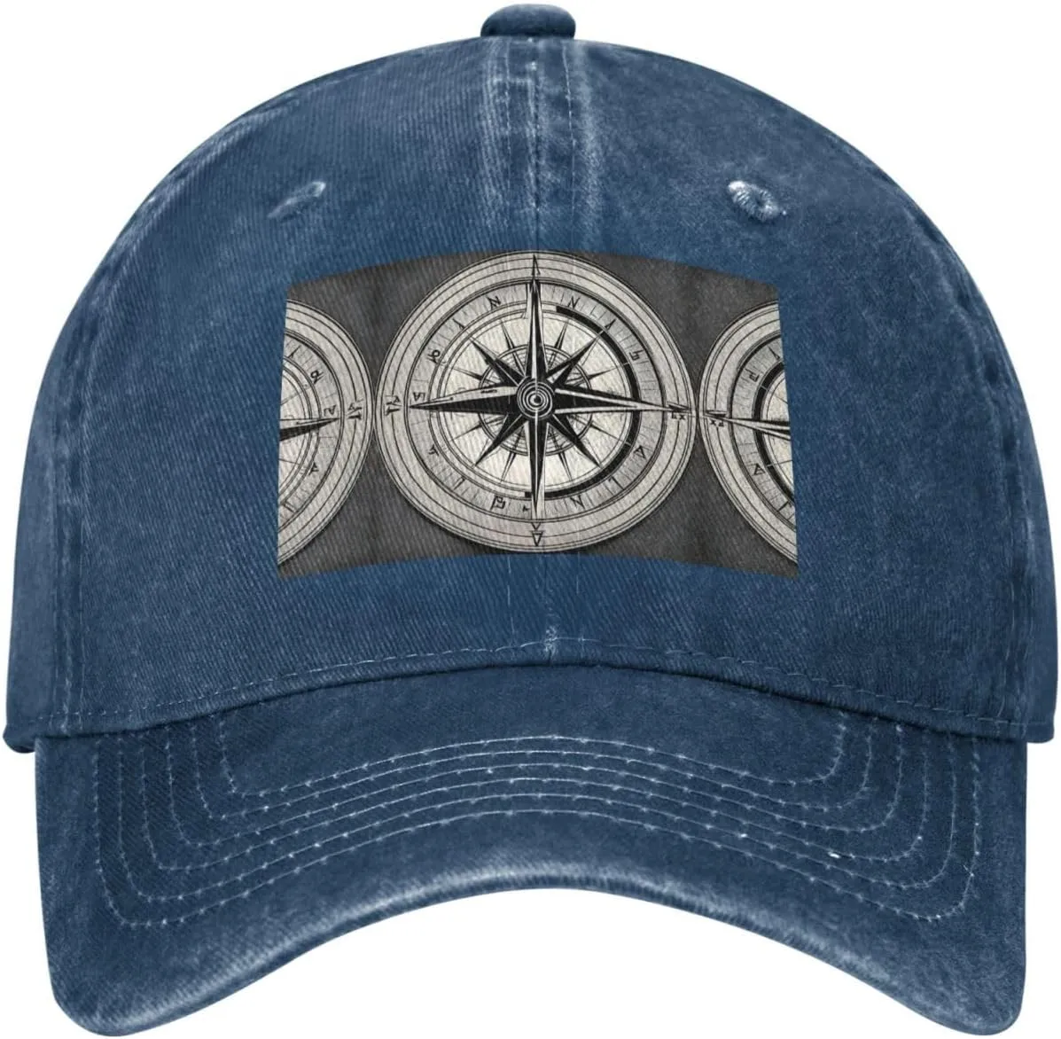 Law of The Compass Navigation 1 Print Denim Baseball Cap Unisex Sun Hat Outdoor Sports Cap fit for All Seasons Easy to Carry