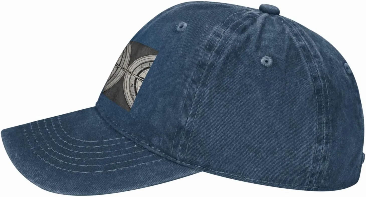 Law of The Compass Navigation 1 Print Denim Baseball Cap Unisex Sun Hat Outdoor Sports Cap fit for All Seasons Easy to Carry