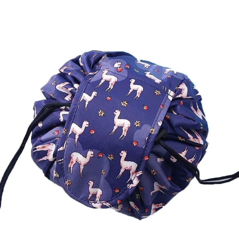 Lazy Cosmetic Bag Printing Drawstring Makeup Case Storage Bag Portable Travel Au