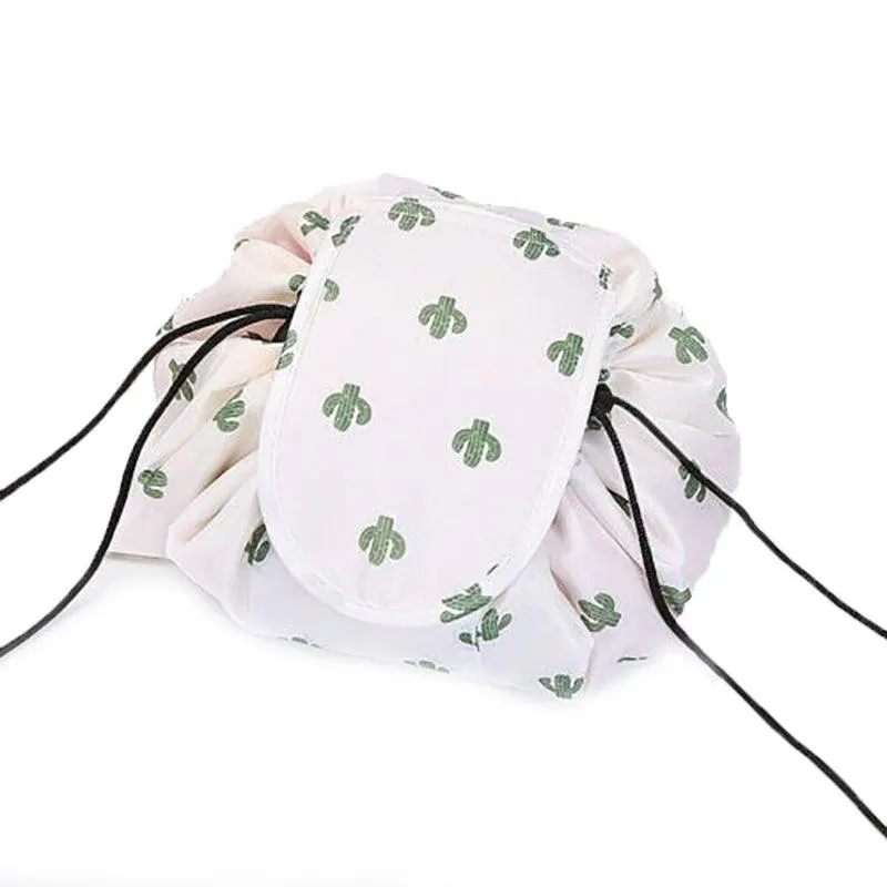 Lazy Cosmetic Bag Printing Drawstring Makeup Case Storage Bag Portable Travel Au