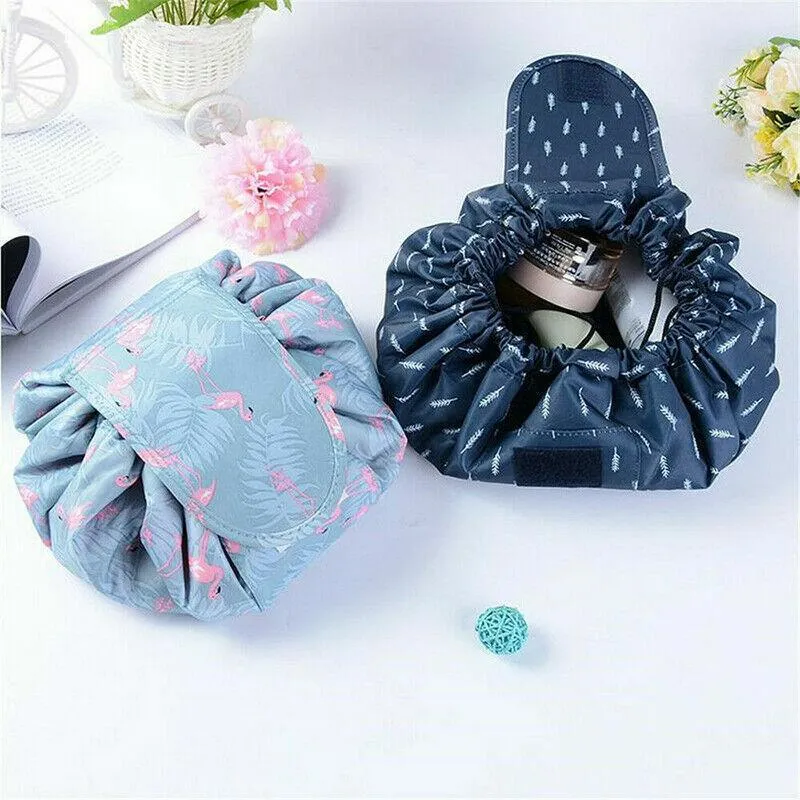 Lazy Cosmetic Bag Printing Drawstring Makeup Case Storage Bag Portable Travel Au