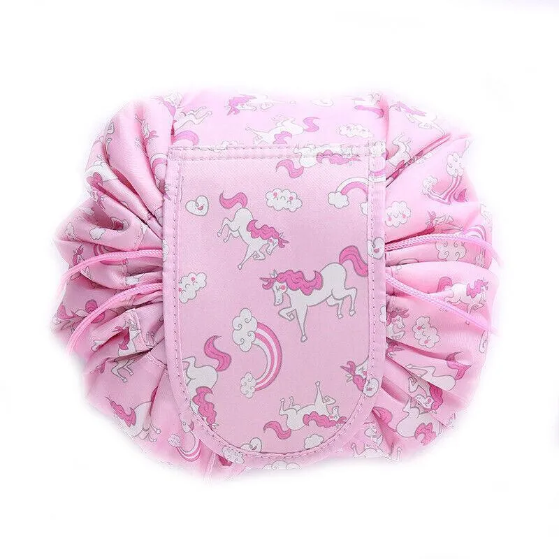 Lazy Cosmetic Bag Printing Drawstring Makeup Case Storage Bag Portable Travel Au