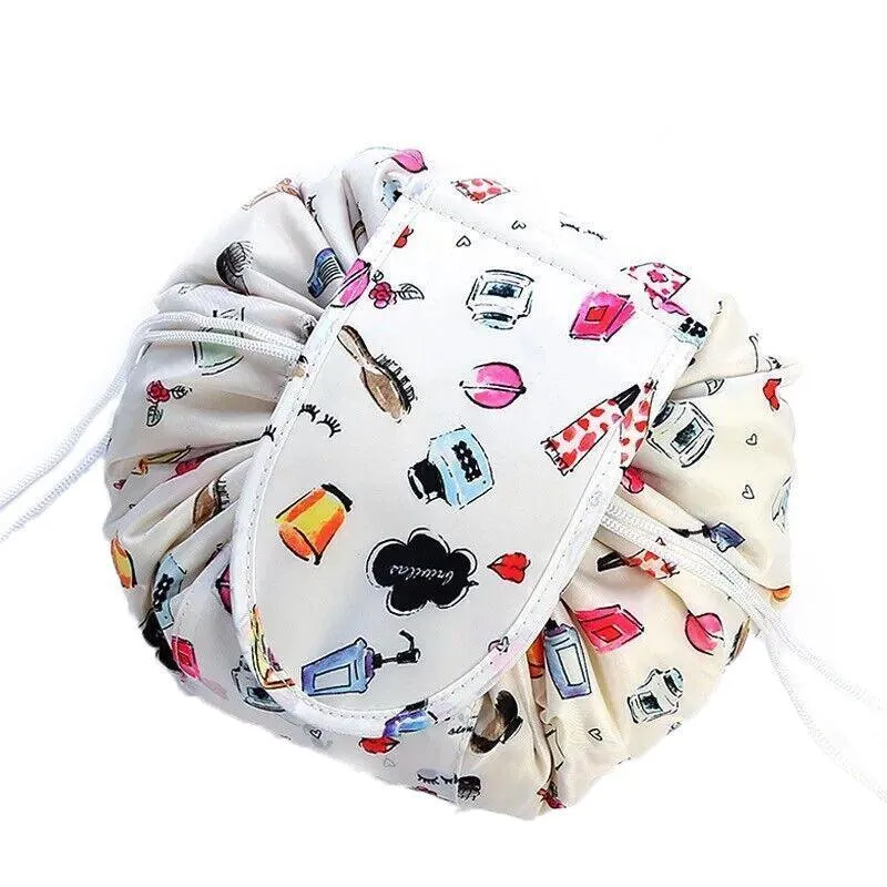 Lazy Cosmetic Bag Printing Drawstring Makeup Case Storage Bag Portable Travel Au