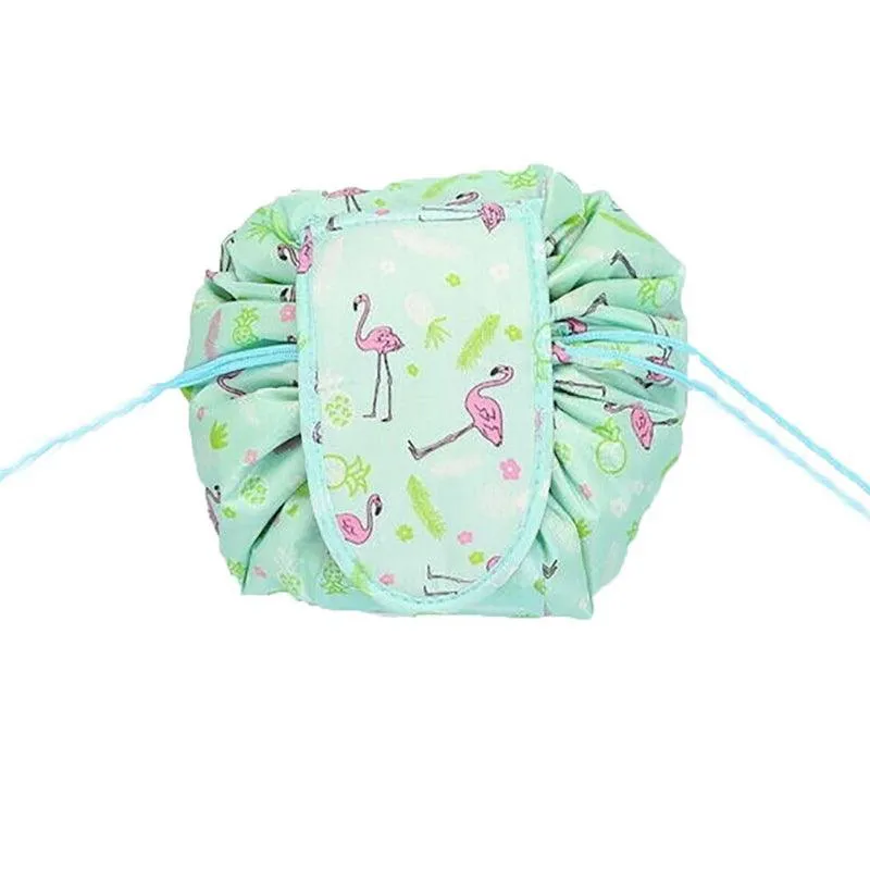 Lazy Cosmetic Bag Printing Drawstring Makeup Case Storage Bag Portable Travel Au