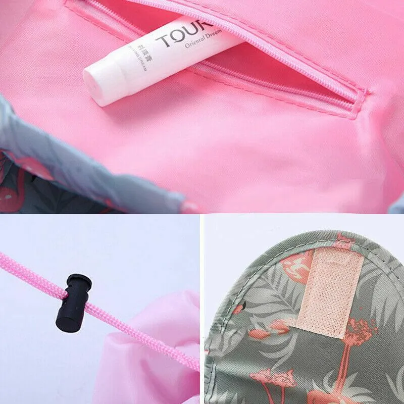 Lazy Cosmetic Bag Printing Drawstring Makeup Case Storage Bag Portable Travel Au