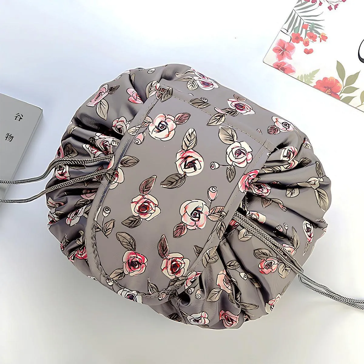 Lazy Cosmetic Bag Printing Drawstring Makeup Case Storage Bag Portable Travel Au